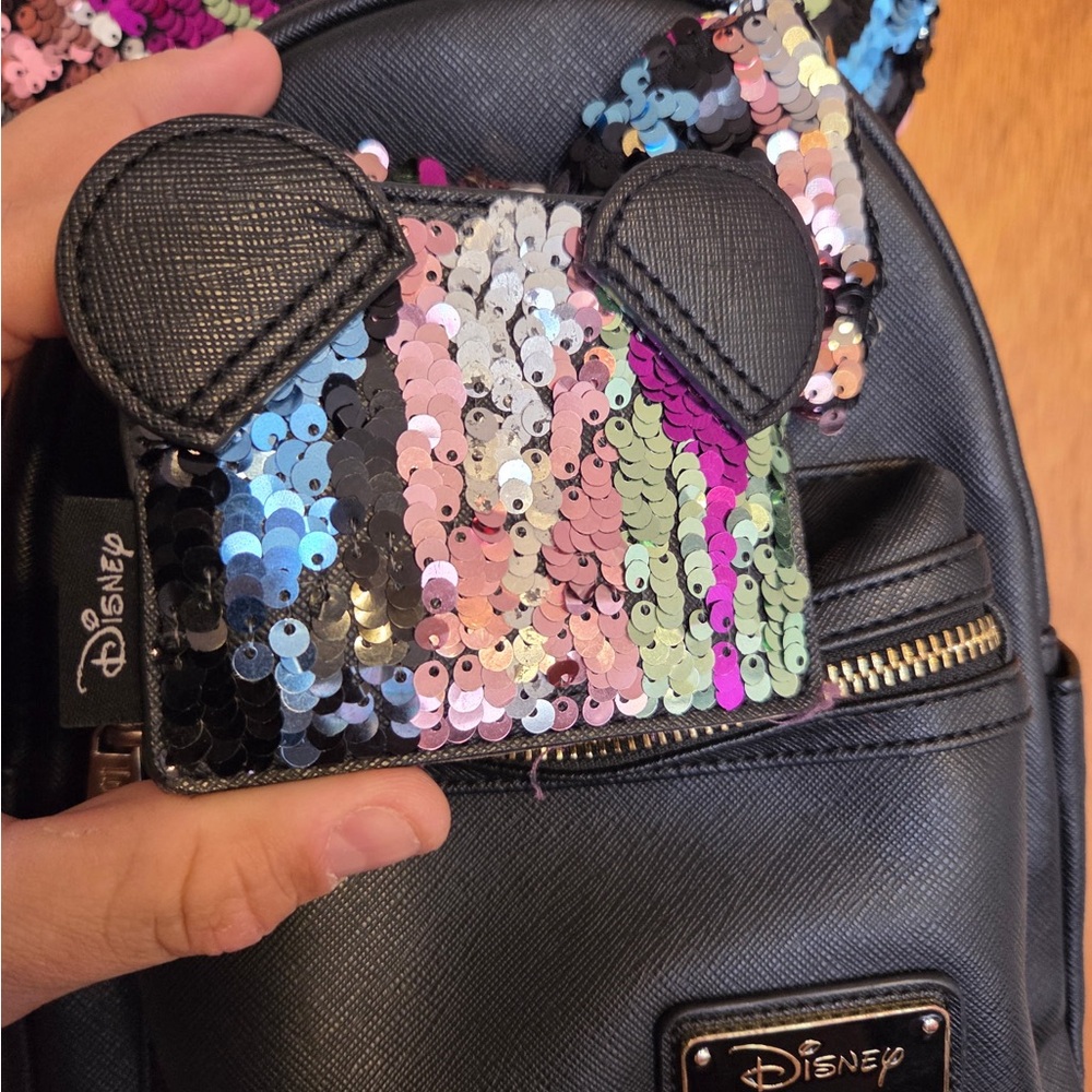 Loungefly Black Sequin Bow Backpack - image 3